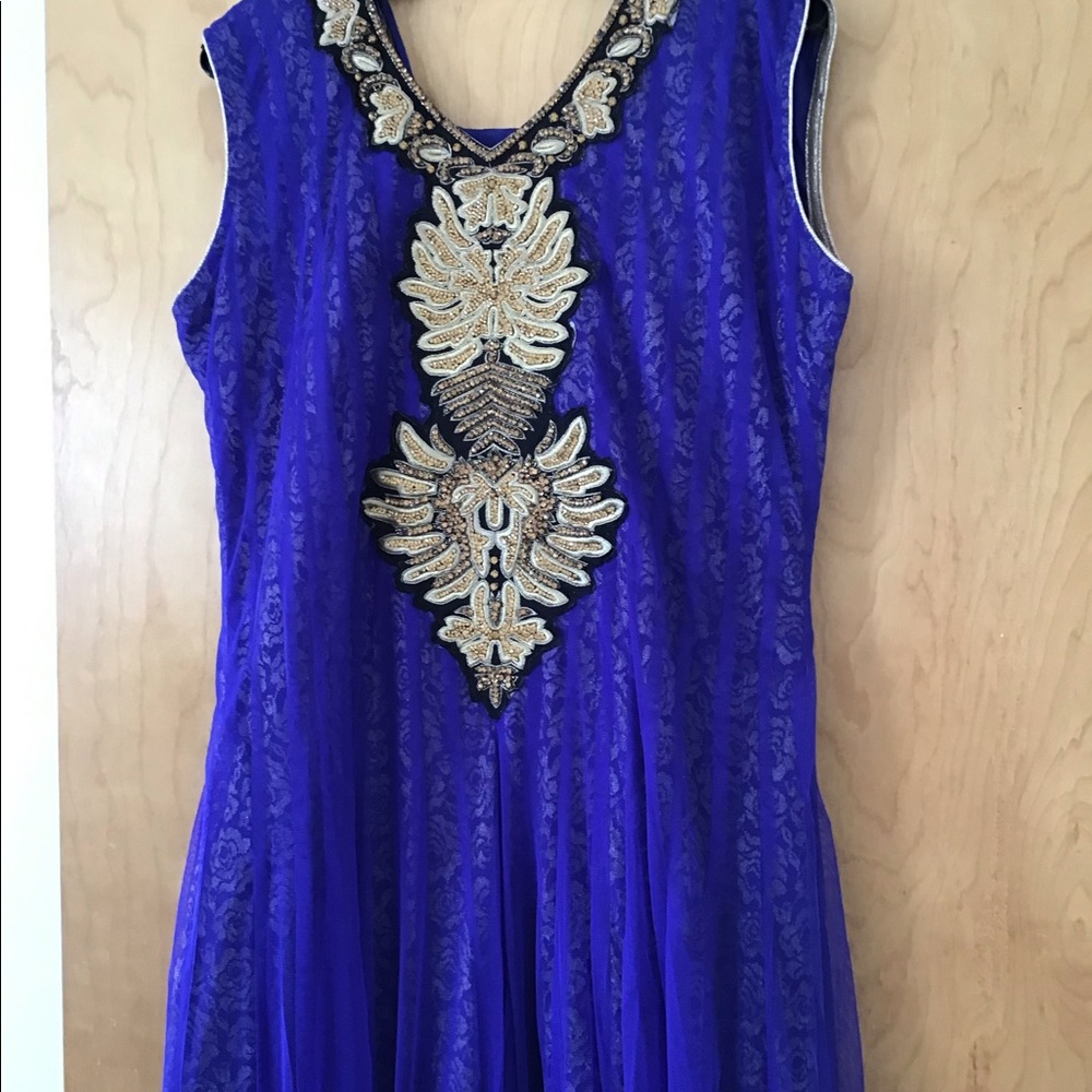 Anarkali royal blue Indian bridal party dress